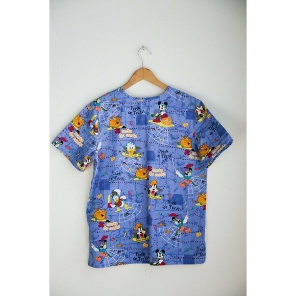 Disney Mickey Mouse Halloween  Colourful Cartoon Print Scrub Top S - Picture 9 of 12